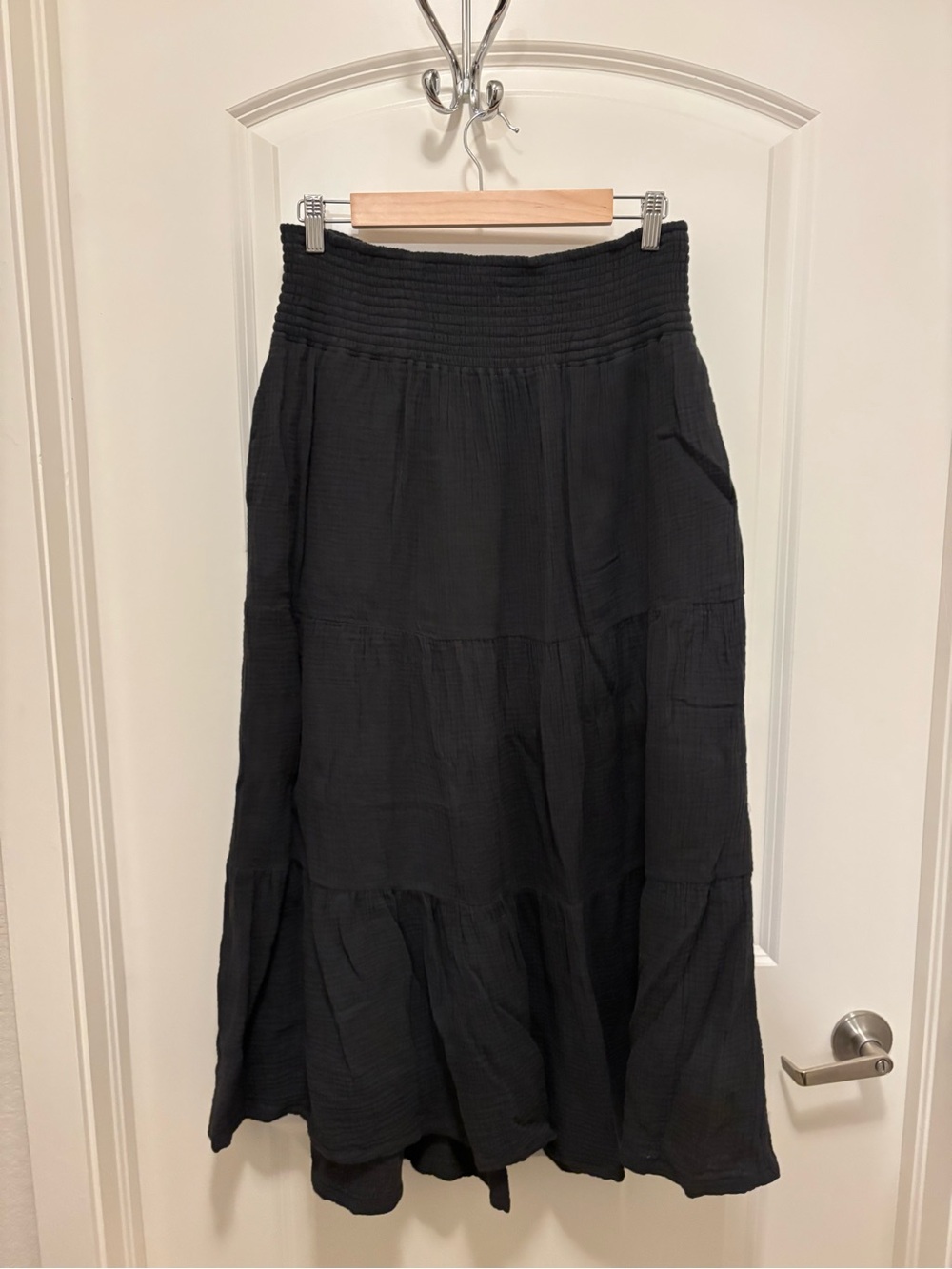 Marine Layer Black Tiered Gauze Maxi Skirt